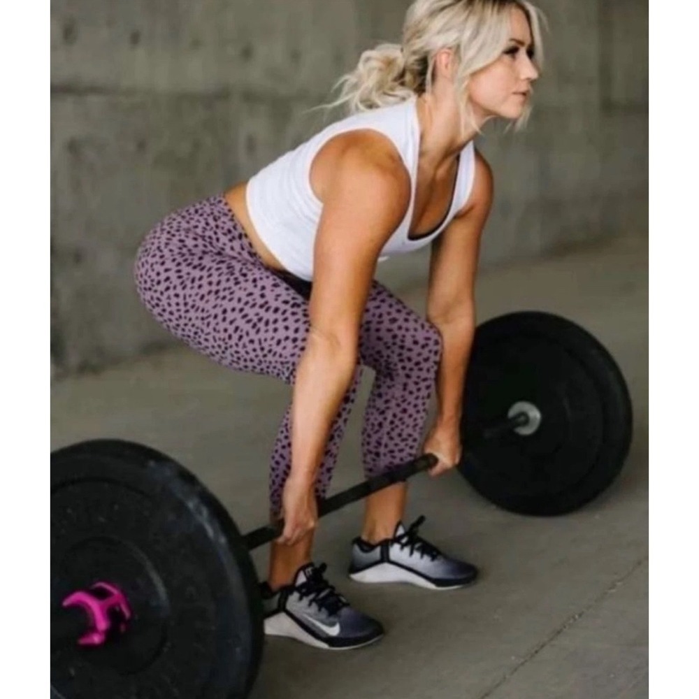 Zyia Active Mauve Purple Leopard Print High Rise Leggings Womens Size 8-10